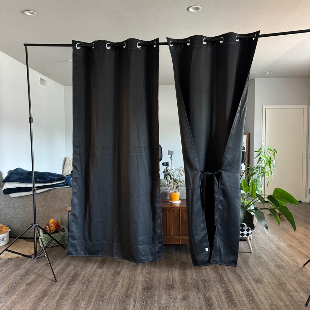 Set of 2 Black 3.5'x7' Curtains - Picture 3 of 5